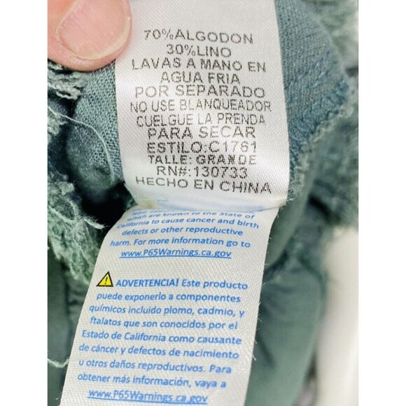 Umgee Teal Green Linen Blend V Neck Sleeveless Raw Hem Ruffle Boho Dress Sz L - Picture 9 of 13